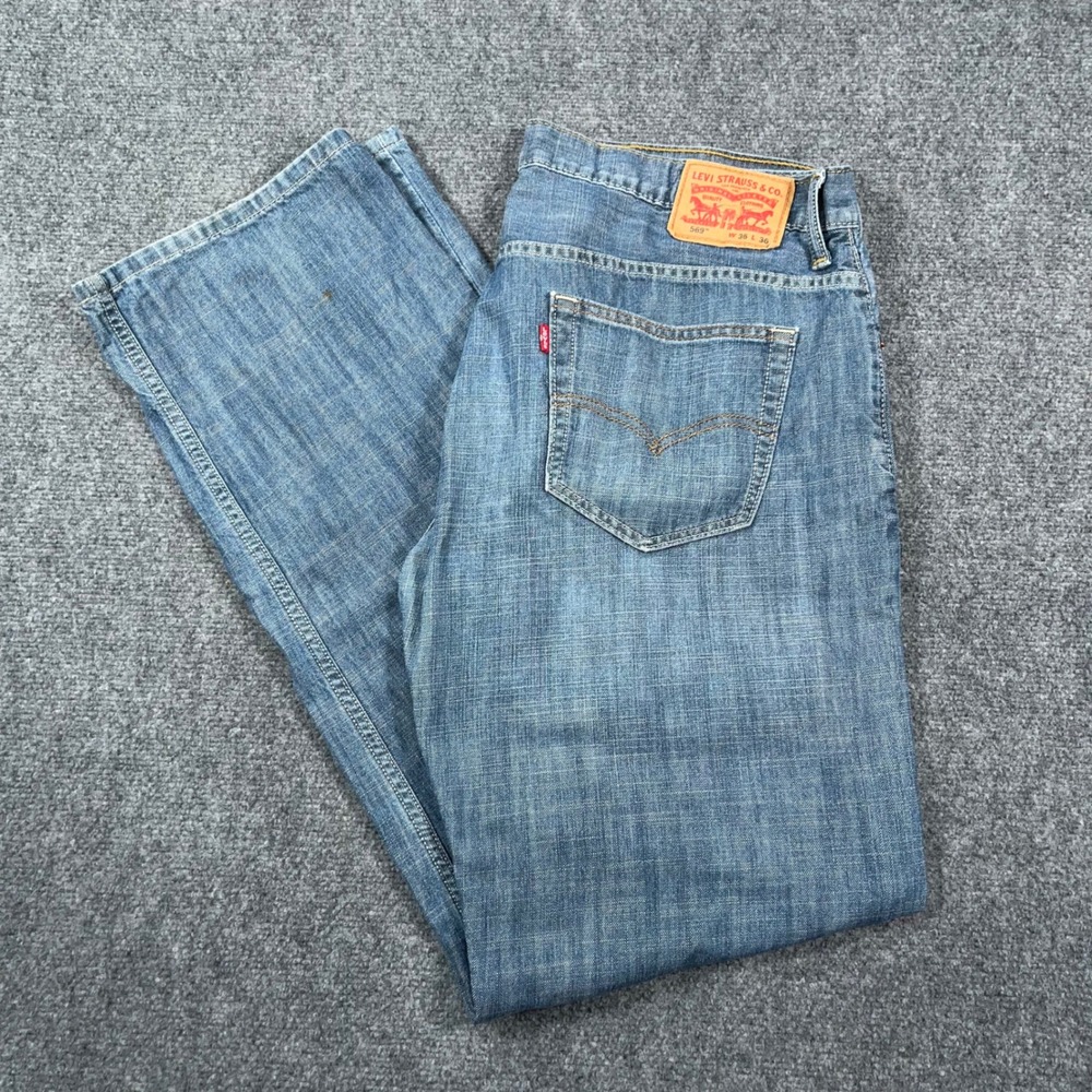 Levi 569 Loose Straight Jeans Mens 36x36 Denim Blue Pants Baggy Relaxed Street